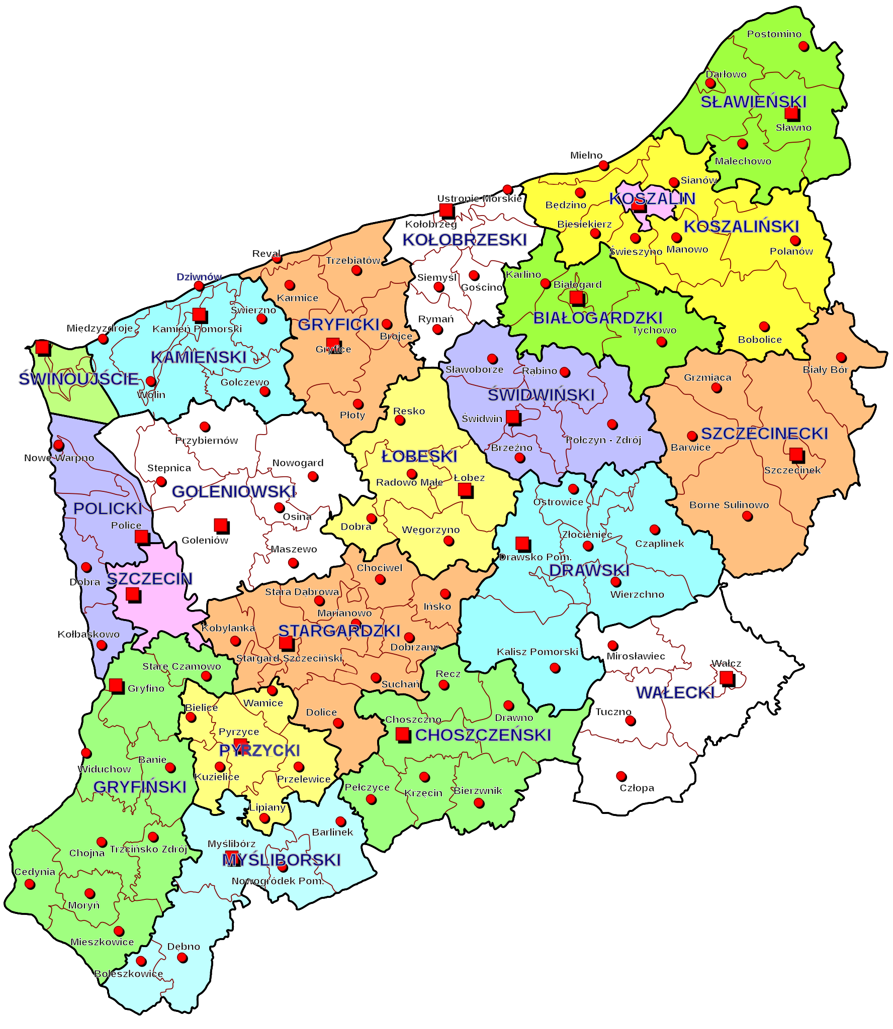 Mapa rejonów